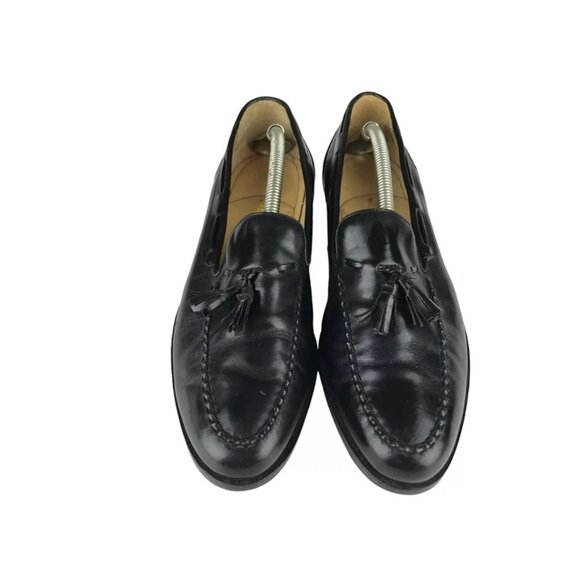 Jarman Mens Black Leather Almond Toe Slip On Block Heel Loafer‎ Shoes Size US 9D - Picture 4 of 10
